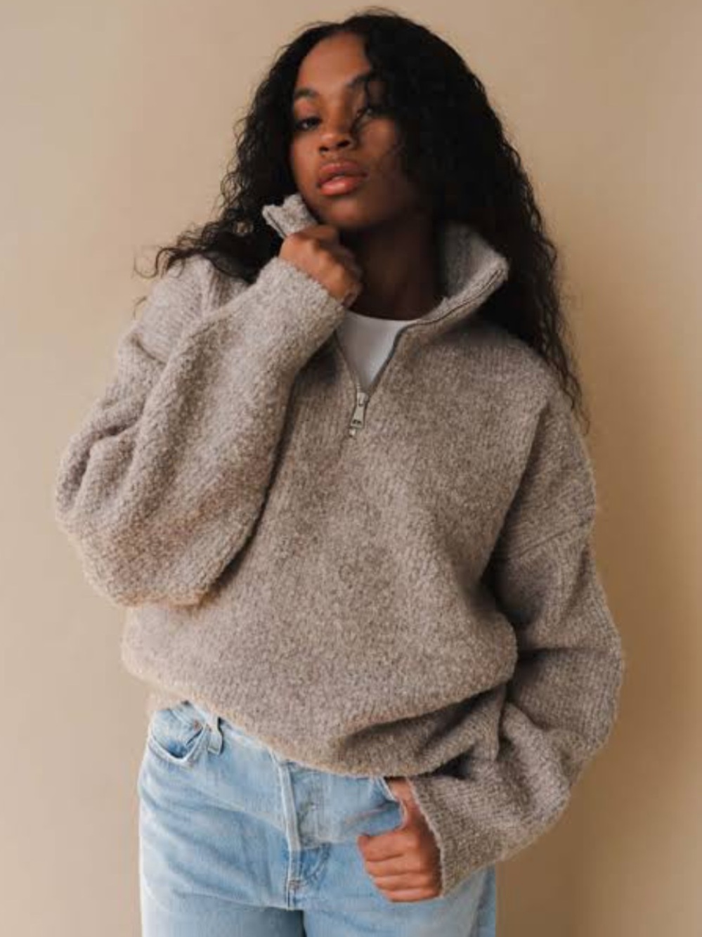 Le Bon Shoppe Andre Sweater Super Thick Heavy 1/4 Zip Partial Size M/L